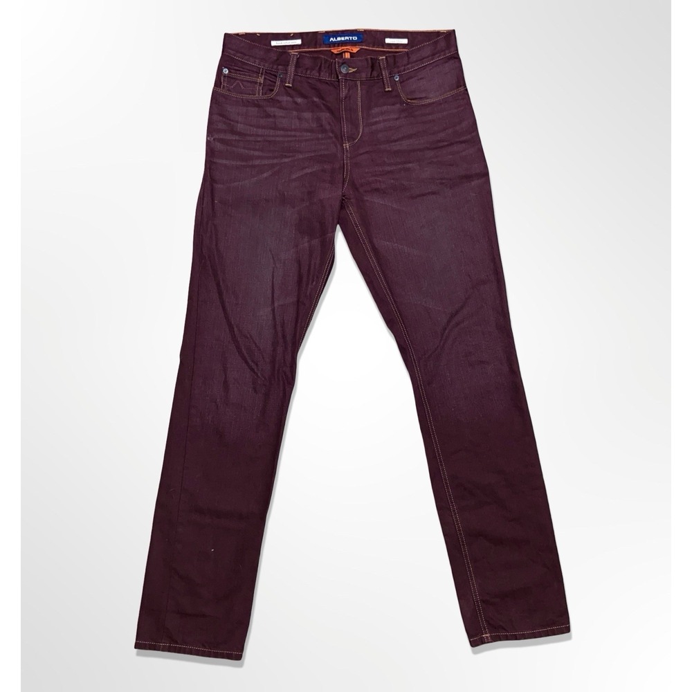 Alberto Jeans Pipe Regular Slim Fit Men's 34x34 Burgundy Colored Denim